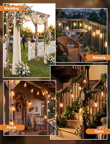 Image of GOOTHY LED Outdoor String Lights 45Ft Patio Lights with 32 Shatterproof ST40 Vintage Edison Bulbs (2 Spare), Hanging Outdoor Light UL Listed for Porch Garden Backyard Balcony Decor