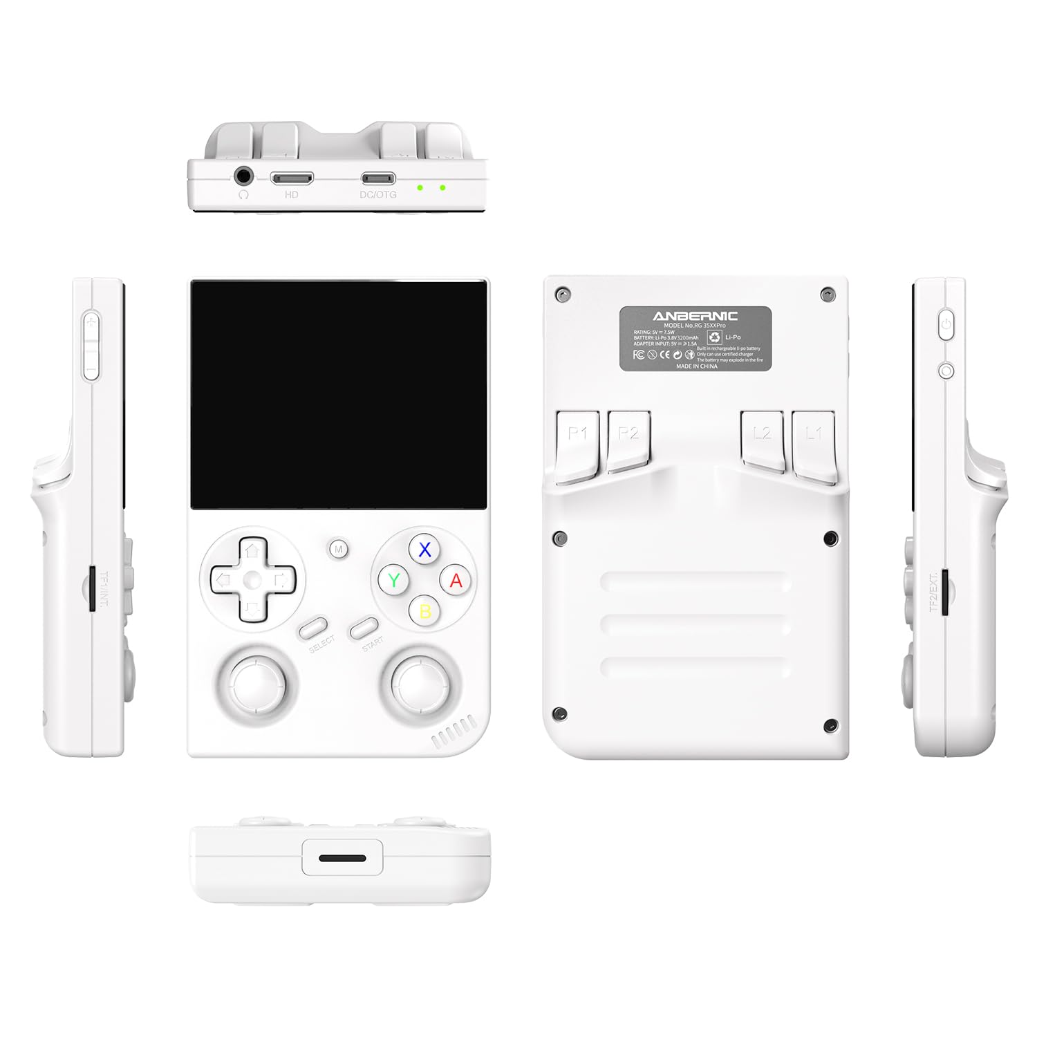 RG35XX Pro - Console da gioco portatile con schermo IPS da 3,5", costruita in scheda da 64 g&4435 giochi, sistema Linux di supporto WiFi Bluetooth (bianco, 64 G)