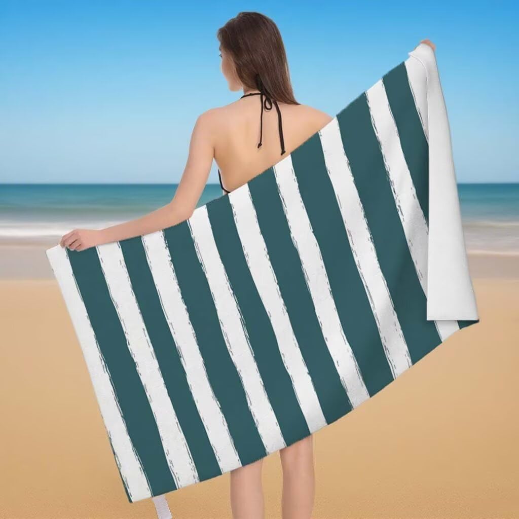Toalla de Playa Grande 220x100cm/35x70cm, Juego de 2 Toalla Microfibra XXL de Antiarena, Toallas Playa Suave Ligera, Absorbente Secado Rápido, Beach Towel Viaje Yoga, Regalo Mujer Hombre (Verde) C-52