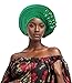 Generic Fashion African Headtie Turban Nigeria Head Ties With Flowers Already Made Auto Gele Women Head Wraps For Wedding Party (One Size,Green)