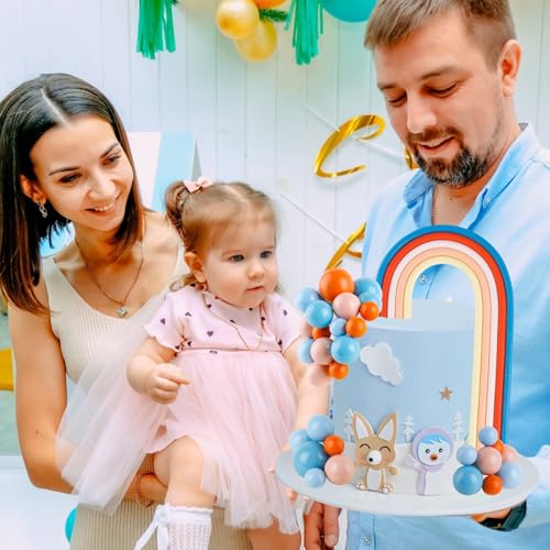 Blue Rainbow Cake Toppers 28 Pcs