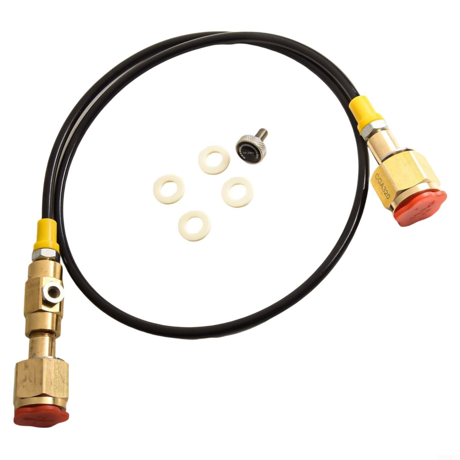 1 adattatore di ricarica per serbatoio con tubo flessibile da 36", connettore Cga320 a Cga320, plastica e rame, per sistema ad aria