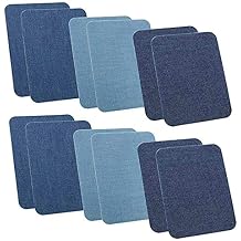 Pack of 12pcs Iron On Denim Patches for Jeans Clothing Repair Elbow Pants Knees 4.9" X 3.7" Mix 3 Colors