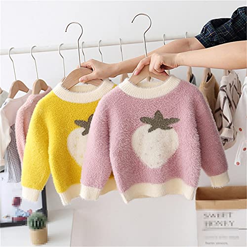 Girls Sweater Knitting Cardigan Knit Autumn Sweater Toddler Girls Christmas Toddler Strawberry Knitwear Sweater Pink 18M2