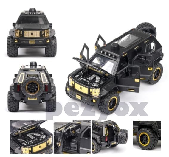 Image of 1 /24 Big G Patton Toy Car Metal Pull Back Diecast Car with Openable Door and Sound Light, Gifts Toys for Kids (Black)