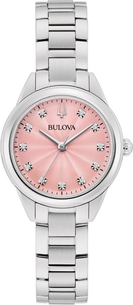 Bulova Sutton Classic Armbanduhr für Damen in der Farbe Silber mit Armband aus Edelstahl, Wasserdichtigkeit: 3 bar, Gehäusedurchmesser: 28 mm, 96P249