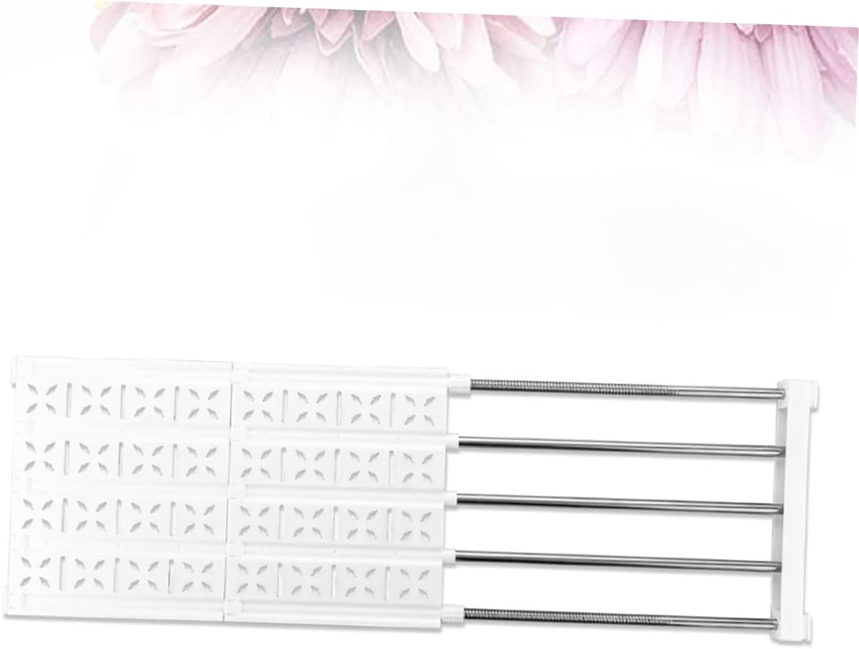 SOLUSTRE Adjustable Shelf Dividers for Closet Organization Expandable Storage Rack for Wardrobe Cupboard and Kitchen Easy Installation Weight Capacity White