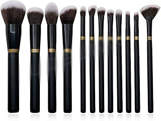 12 Pieces Of Black Wood Handle Makeup Brush S...