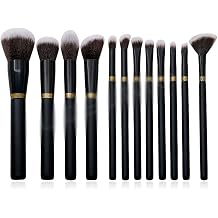 12 Pieces Of Black Wood Handle Makeup Brush Set Golden Auspicious Cloud Powder Eye