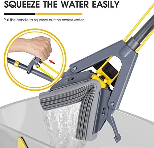 Image of Medium Sponge Mop, Stainless Steel Handle, PVA Absorbent Head, Self Squeeze, Ideal for Tile, Laminate, Parquet Floors