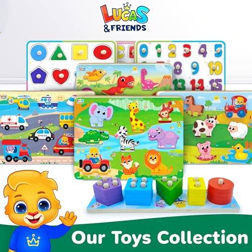 dinosaur puzzle board for kids jumbo wooden puzzles dinosaur toys for kids 2 3 4 year old boys and girls montessori toys and preschool learning activities for toddlers ages 2-4 by lucas amp friends