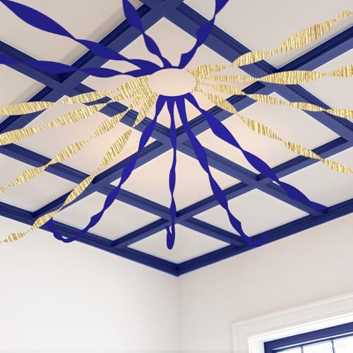 Image of 4 Crepe Paper Streamers Rolls, 328ft Pack of Navy Blue and Gold Crepe Paper for Graduation Anniversary Wedding New Year Birthday Party Decorations (1.8 inch x 82 ft /Roll)