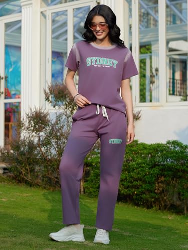 Image of ZEYO Night Suit for Women's Typography Printed Night Dress of Top and Pyjama