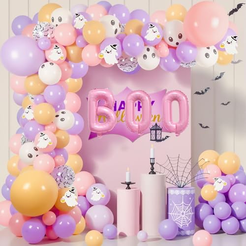 Halloween Balloon Arch Garland Kit, 129pcs 18" 10" 5" Pink Purple...