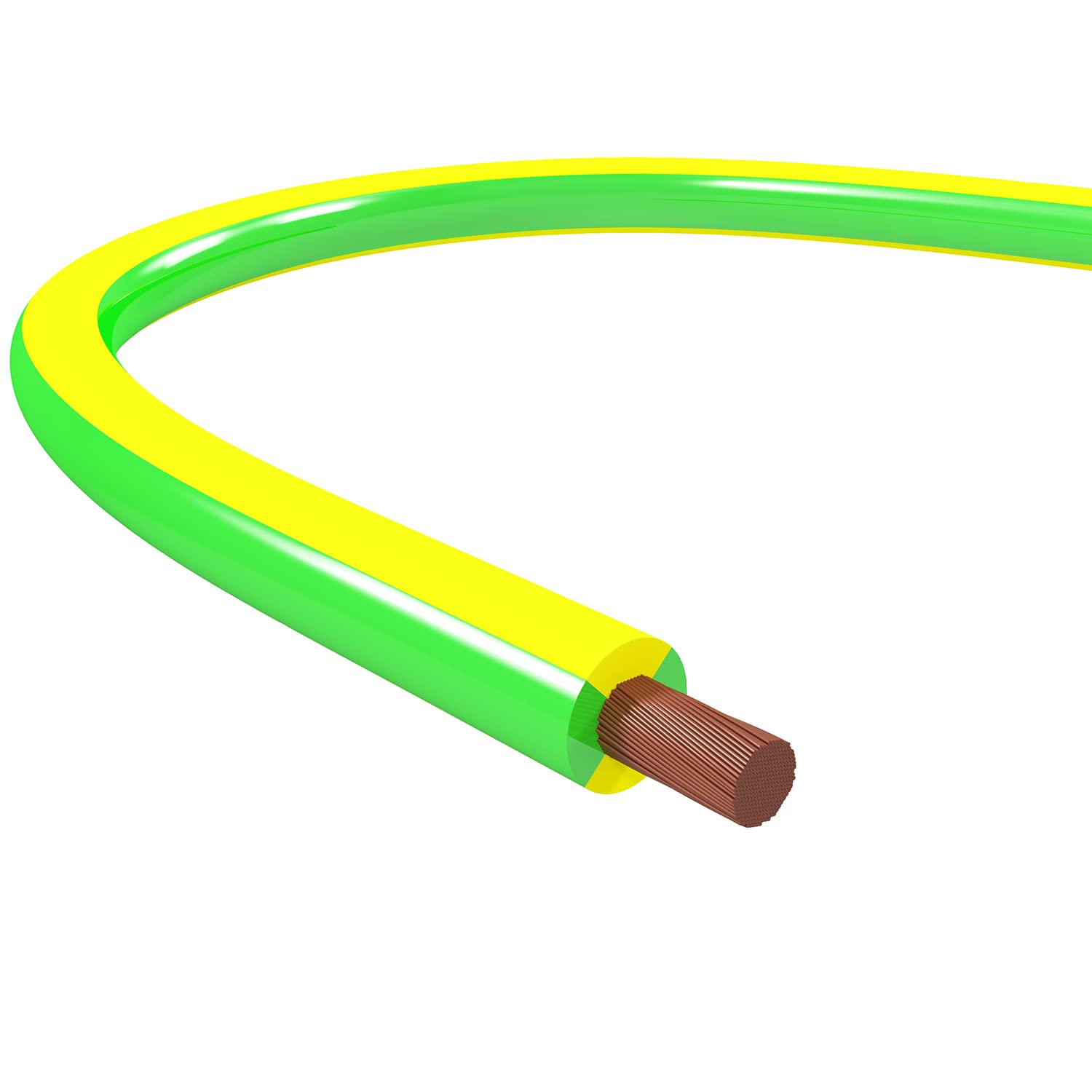 AIXONTEC 10,0m Aderleitung H07 V-K 10,0mm² Grüngelb UV Beständig Einzeladerleitung flexibel Grün Gelb Industriekabel PVC Leitung Einzelader