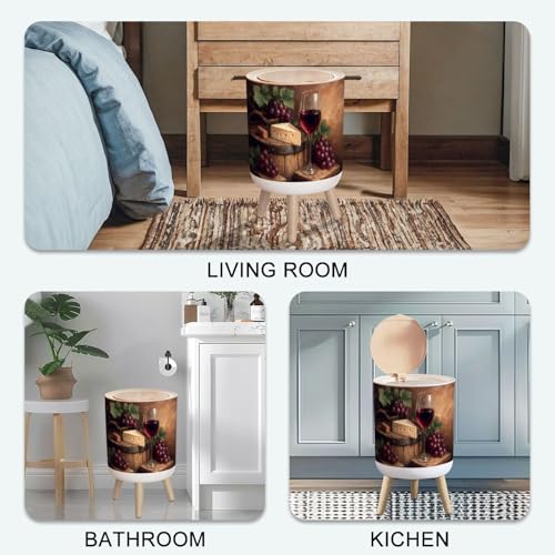 Caneca de basura con tapa y patas de madera 7 L miniatura 7