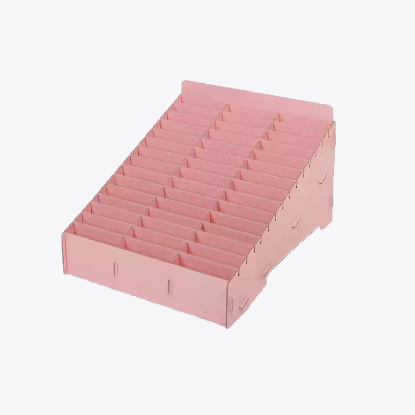 UGTFFT Mobile Phone Storage Cabinet Wooden Mobile Phone Storage Box Desktop Mobile Phone Holder,Trapezoidal Shape Open Storage Easy to Move,Suitable for School Factory Office(45 grids)