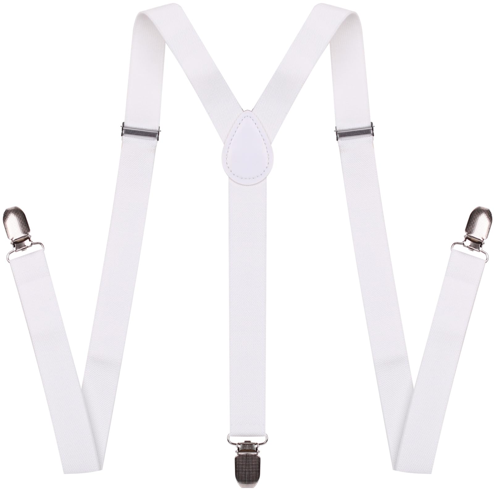 NestNook Mens Braces 1 inch wide - Adjustable Y-Shape Suspenders, Breathable Comfort for Men & Women (White)