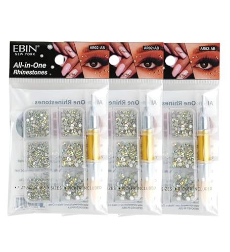 3X All-in-One Rhinestone (AB) Bundle by EBIN NEW YORK – Red, Diamond, Black, Silver Rhinestones and Crafting –Premium Bedazzling Gems for Customizing and DIY Projects – Gift Set (3 Items)”