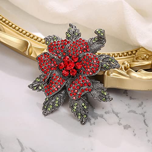 Image of BriLove Women's Austrian Crystal Rhinestones Rose Flower Brooch Pin for Party Prom