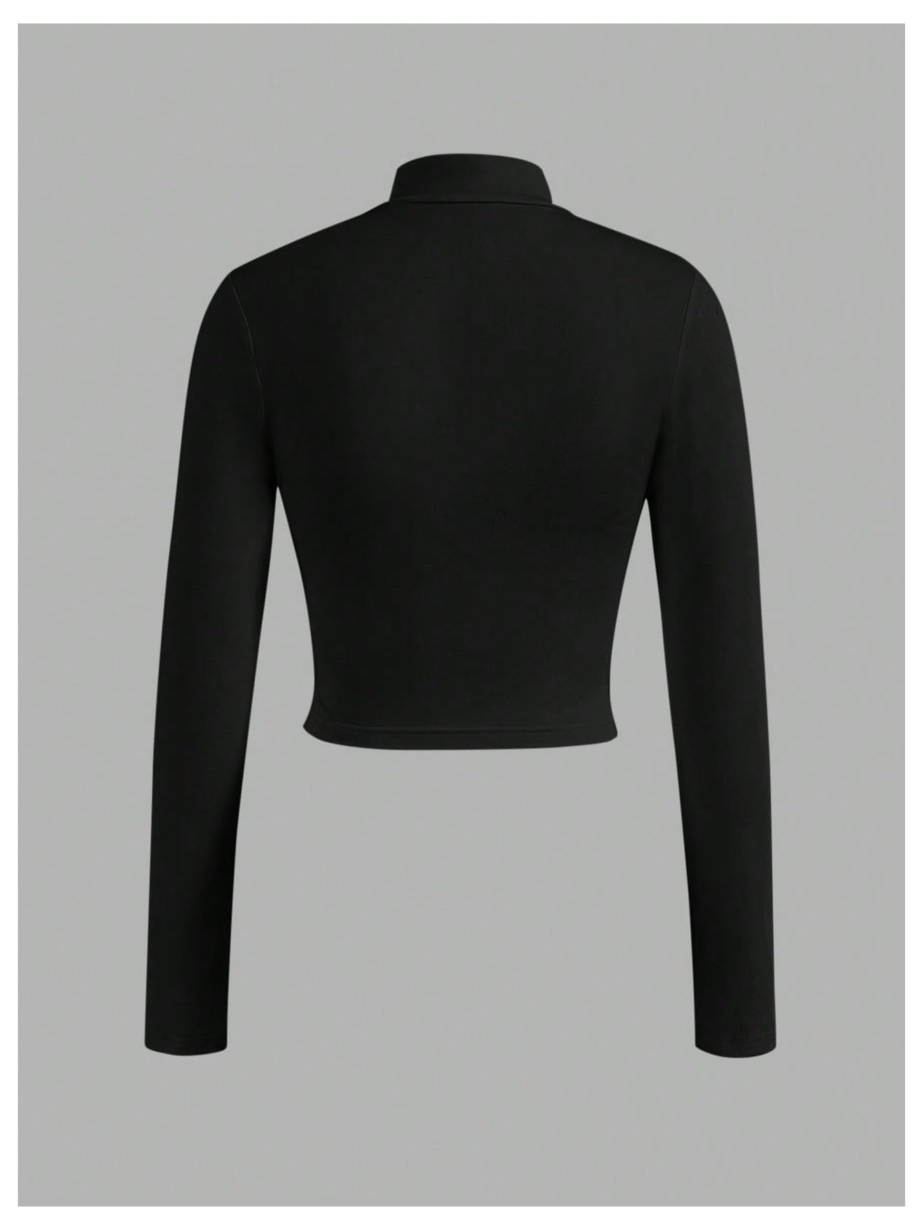 Chaqueta corta con cremallera para mujer, manga larga, ajustada, para yoga, atletismo — view 4