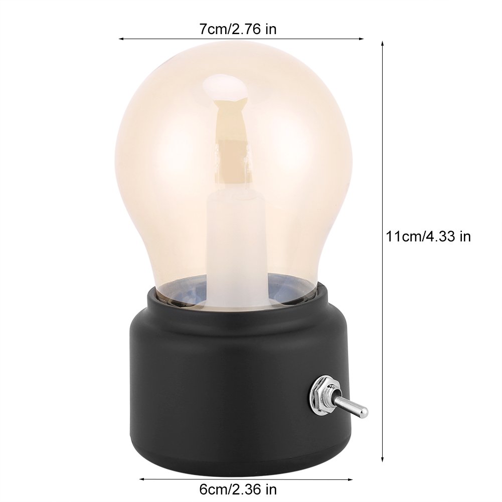 Retro LED Night Light, Edison Bulb Bedside lamp, Creative Vintage USB Rechargeable Bedside Desk Bulb Lamp(Black) - Image 2