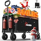YACONA 3 in 1 Wagons Carts Foldable, 360LBS Lightweight Wagon with All Terrain Wheels, Collapsible Wagon Cart for Grocery, Camping, Beach, Garden & Sports