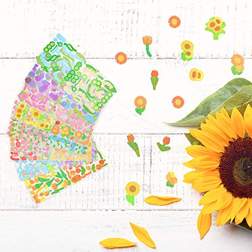 image for Tenare 8 Sheets Colorful Flower Stickers Self-Adhesive Stickers DIY Sc