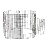 COOVA Foldable Octagonal Metal Dog Pen, Dog Exercise and Playpen, 24 Inches Wide x 42 Inches High, 8 Panels, Black