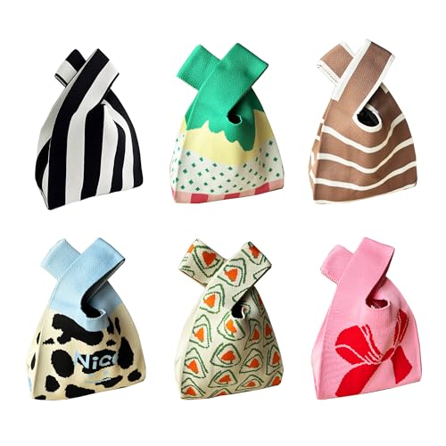 Image of Knot Bag, Mini Knit Tote Bag, Extra Thickened Japanese Knot Bag, Wristlet Handbag - 1 /2 /6 Pack