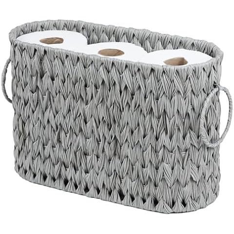 ORDELITE Toilet Paper Storage, Waterproof Toilet Paper Basket for Bathroom Storage, Toilet Paper Holder Wicker Basket for 6 Mage Rolls, Bathroom Accessories Organizer Cover