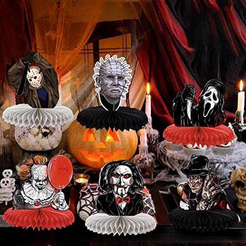 Horror Classic Movie Character Honeycomb Centerpieces Halloween Horror Movie Table Centerpieces Sticks Halloween Horror Table Toppers For Halloween Horror Movie Birthday Party Table Decorations - 9Pcs #TOP1