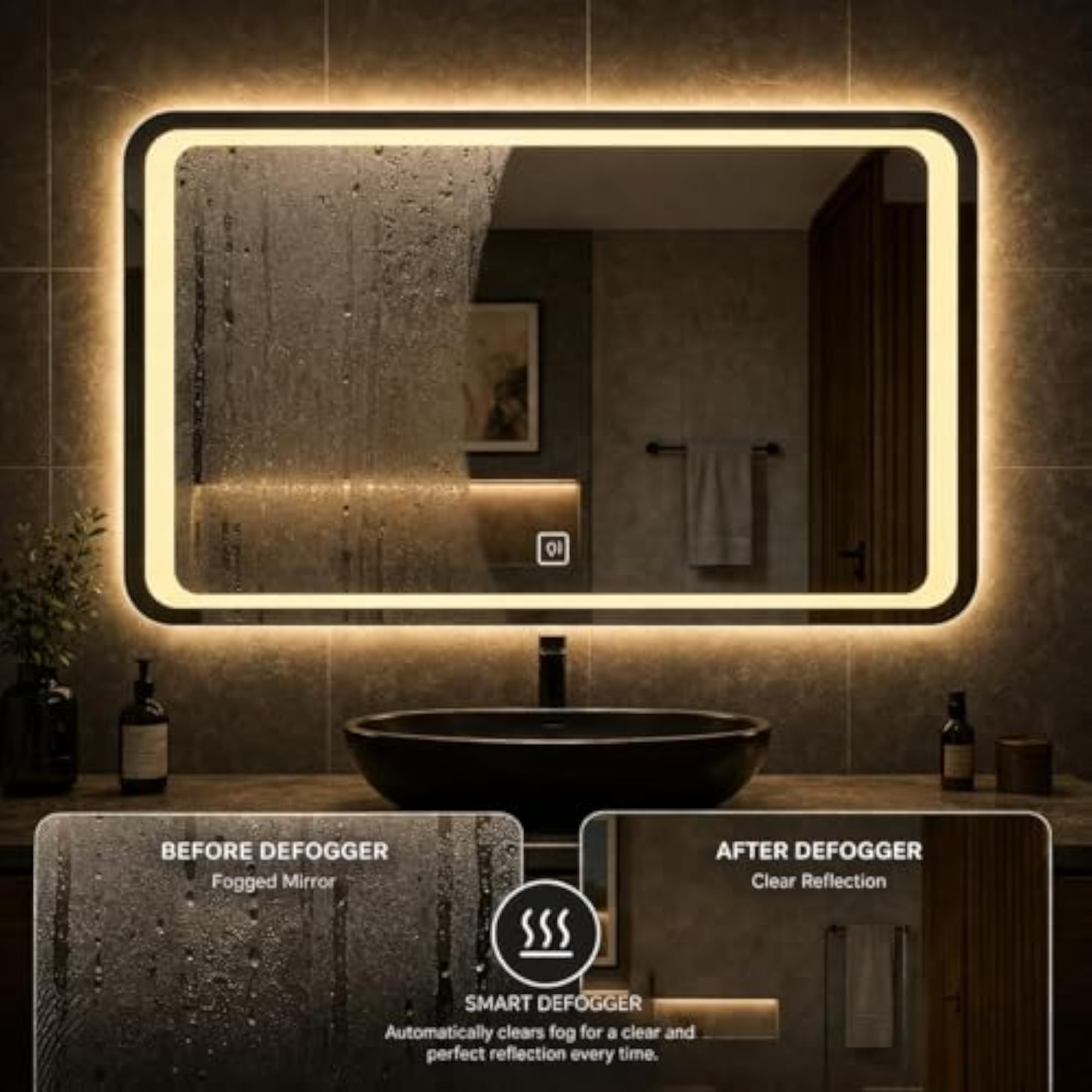 Designer Rectangular LED Mirror, Dual Side Illumination