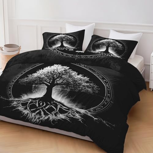 Parure de lit 220x240 microfibre arbre de vie sans repassage pour lit double