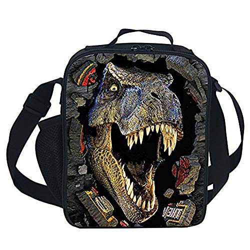 YuuHeeER 1 sac de pique-nique isotherme avec motif dinosaure 3D Noir Cover