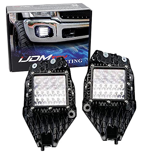 iJDMTOY Q5 Hyperspot LED Fog Lamp Kit Compatible With 2011-16 Ford F250 F350 F450 Super Duty, Includes (2) 50W Q5 CREE High Power Combo-Beam Hyperspot LED Fog Lights & Mounting Brackets