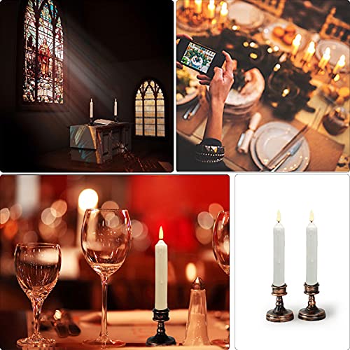 Image of Set of 24 Yellow Mini Battery Operated LED Taper Candles, Flameless Taper Candles for Wedding Decorations,Christmas, Thanksgiving -Batteries Not Included - White Body Pillar Candles