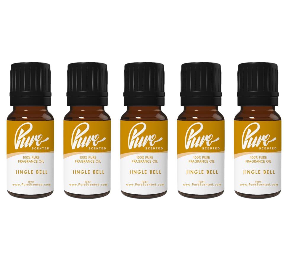 Pure Scented 50ml Fragrance Oils - 5 x 10ml Suitable for Candles, Soaps, Slime, Diffusers, Cosmetics, Wax Melts, Designer (5 x 10ml, Jingle Bell)