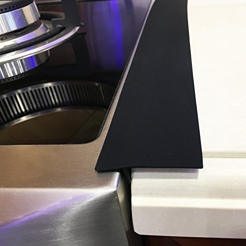 Silicone Stove Counter Gap Cover 21" By Kindga, Easy Clean Gap Filler Sealing Spills Between Kitchen Counter, Appliances,Stovetop, Oven, Washing Machine, Washer, Dryer Set Of 2 (Black) #TOP4