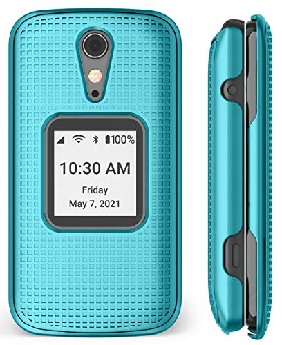 Nakedcellphone Case For Jitterbug Flip2, [Teal Mint Cyan] Protective Snap-On Hard Shell Cover [Grid Texture] For Jitterbug Flip 2 Phone (Aka Lively Flip) (4053Sj7) #TOP7