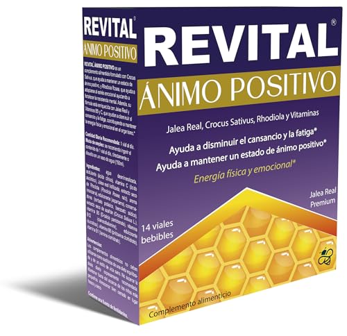 Revital Ánimo Positivo – 14 Viales Bebibles con Jalea Real, Crocus Sativus, Rhodiola, y Vitaminas – Energía física y emocional – Complemento Alimenticio Natural