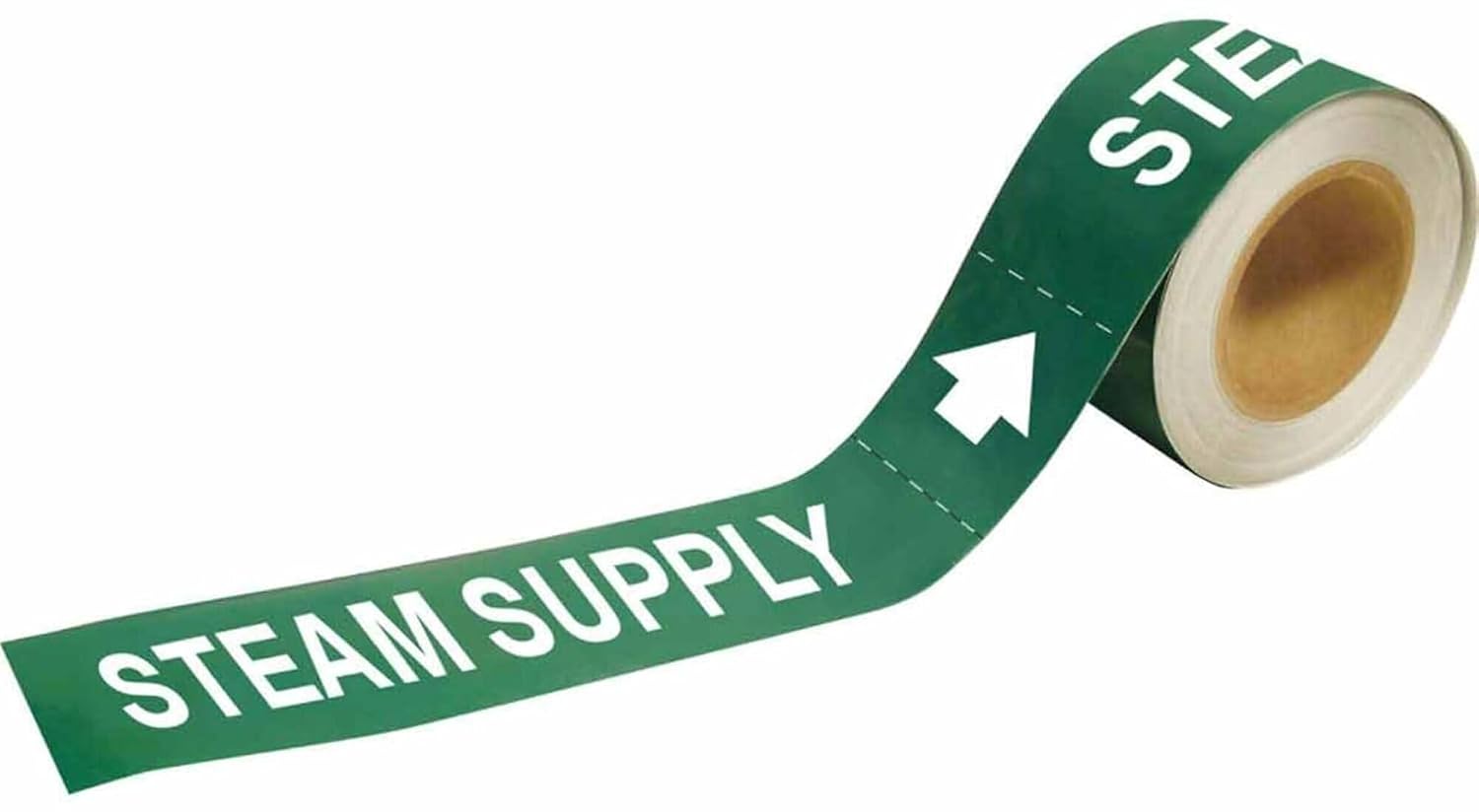 Brady 109753 Economy Pipe Markers-To-Go, B-946, 1" Height X 8" Width, White On Green Pressure Sensitive Vinyl, Legend "Steam Supply"
