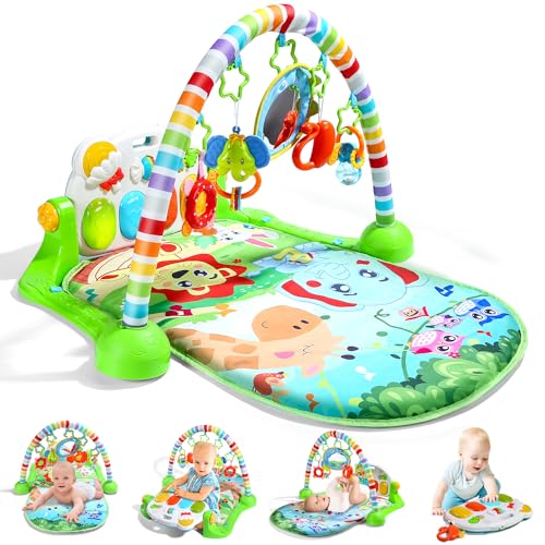 Image of CUTE STONE Baby Gym Play Mat, Play Piano Gym with Tummy Time Activity Mat, Musical Activity Center for Infants Toddlers