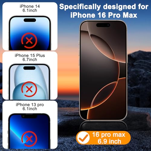SIBEITU 3 Pack Screen Protector for iPhone 16 Pro Max with 3 Pack Camera Lens Tempered Glass Protector, 6.9 Inch HD Clear Glass Film 9H Hardness Full Coverage, Scratch Resistent, No Air Bubbles