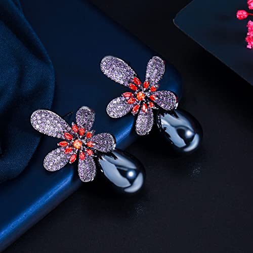 Boucle d'oreille poire argentée triple anneau pour oreilles sensibles