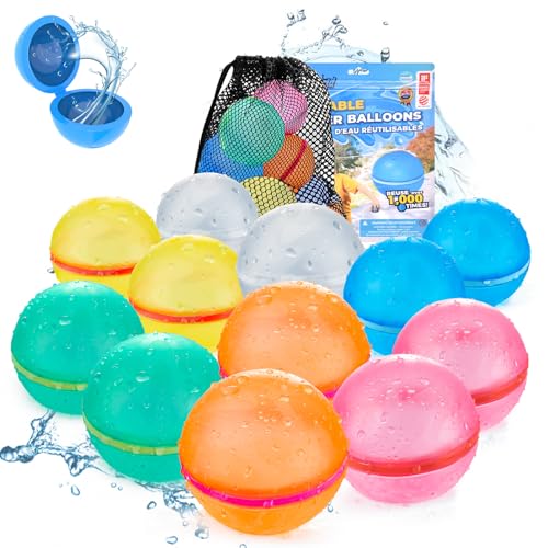 TIZIKCON Reusable Water Balloons with Mesh Bag, Latex-Free Silicone Quick Self-Sealing Water Splash Bomb for Kids Adults Water Game, Bath Toy, Pool...