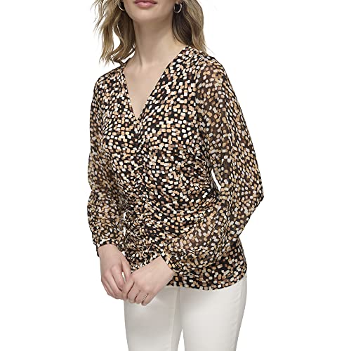 Image of Calvin Klein Womens Gathered Long Sleeve KnitSweater
