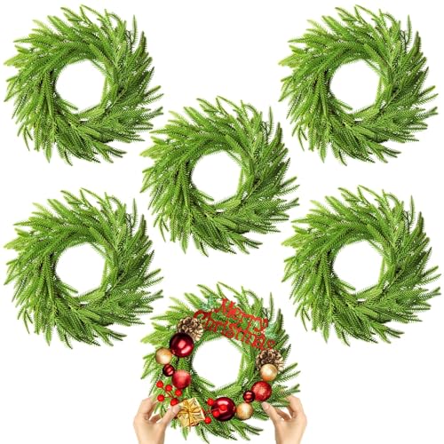 6 Pcs Christmas DIY Green Wreath 10 Inch Artificial DIY