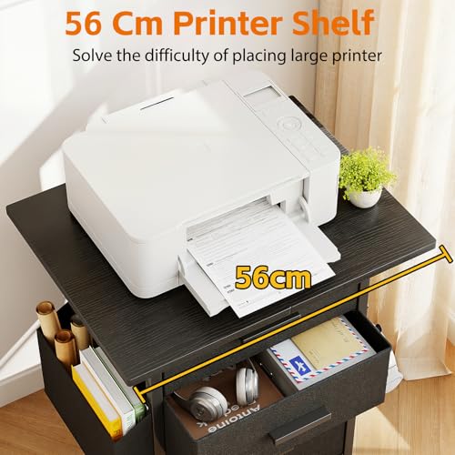 Miniatura 4 de Caiyun Archivador Con Ruedas Con 3 Cajones Y Ruedas Para Documentos A4, Tamaño Carta, Soporte Para Impresora Con Un Ancho De 56 Cm, Diseño Industrial, Color Negro