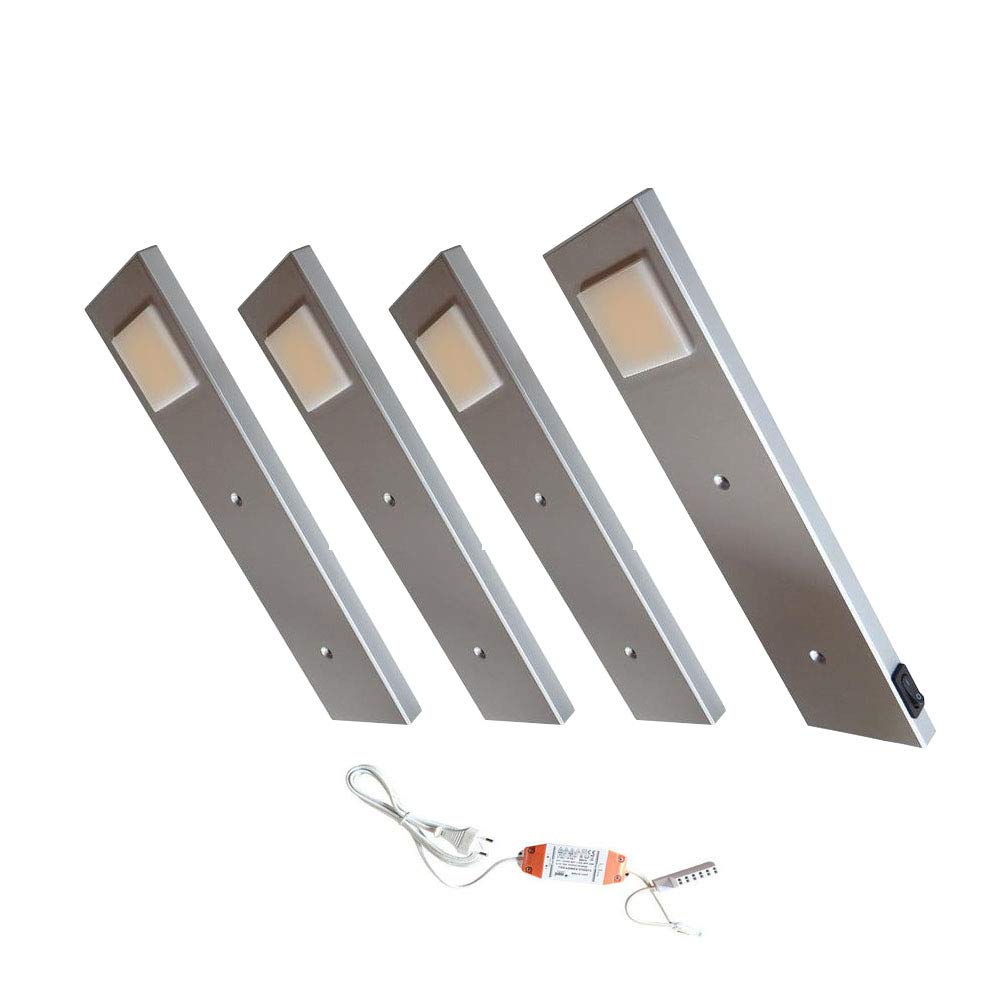 ACCE Lampe LED pour meuble de cuisine avec convertisseur - Lumière chaude blanche - Lot de 4 spots avec interrupteur